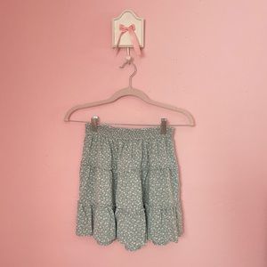Hollister Green & White Floral Skirt XS